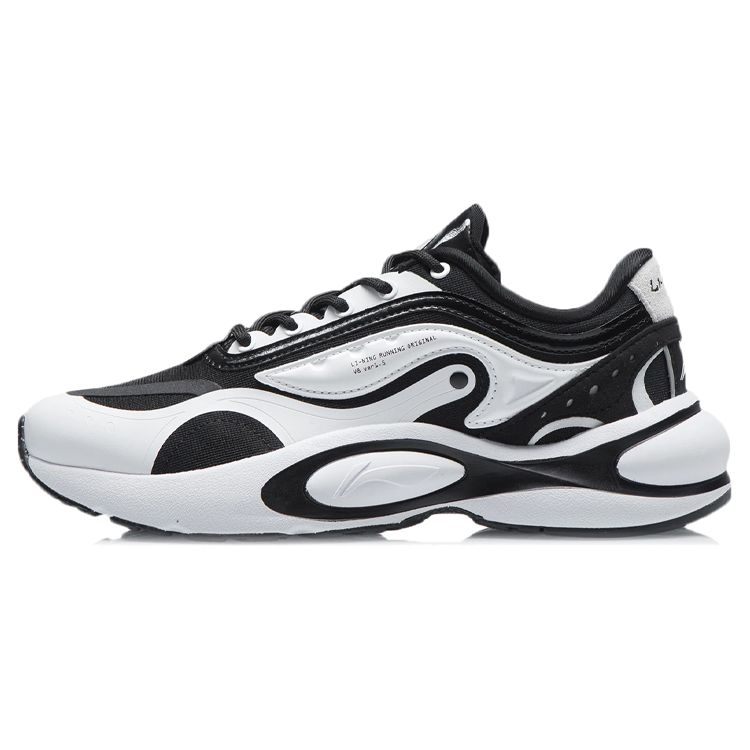 Li Ning V8 Cushioning Support Low Top Running Shoes Women Sneaker Black White ARHR056-1