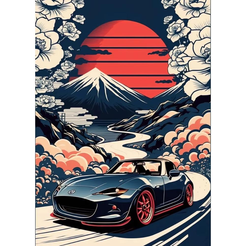 80s Retro Car Japanese Landscape Poster GTR Luxury Cars Canvas Painting HD Print Wall Art Picture Living Room Bedroom Decor