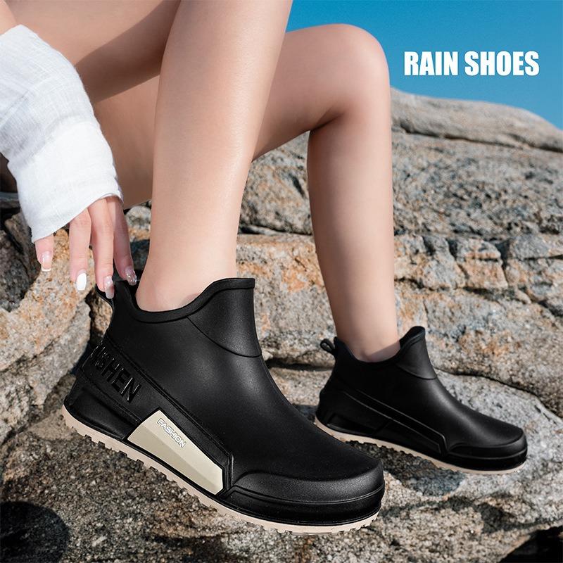 Модные короткие резиновые сапоги мужские универсальные верхняя одежда пара водная обувь нескользящие кухонные резиновые сапоги водонепроницаемые туфли для мытья машины женские