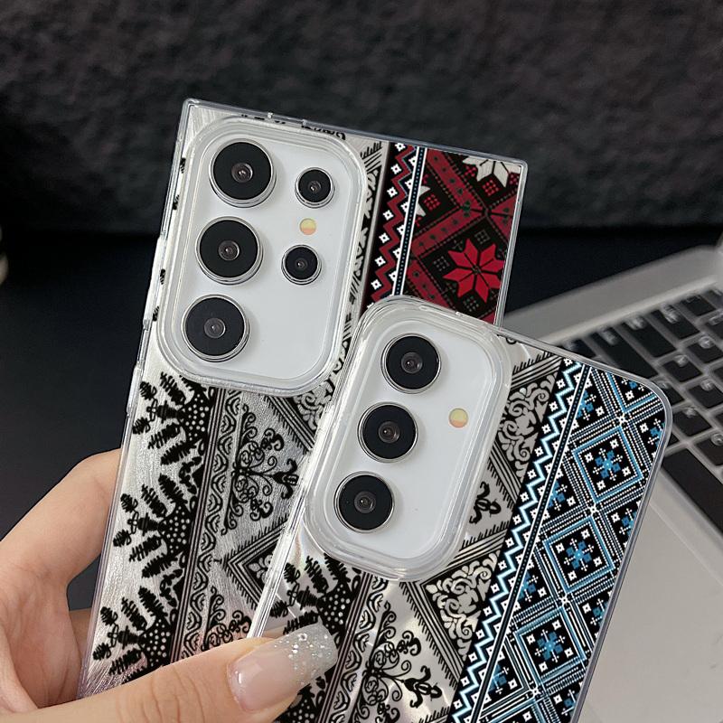 Лазерный чехол Camlet для Samsung Galaxy S24 FE S25 S24 S23 Ultra Plus A55 A56 A54 A25 A15 A16 A34 с винтажным узором тотем