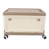 Folding Storage Bin with Lid Wheels PP Stackable Rolling Utility Storage Box Container with Handle