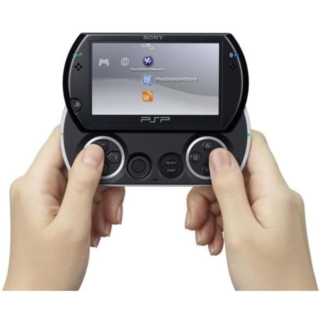 Восстановленная портативная консоль Sony PSP go черного цвета с замененным ЖК-экраном (PlayStation go) (PSP-N1000PW)