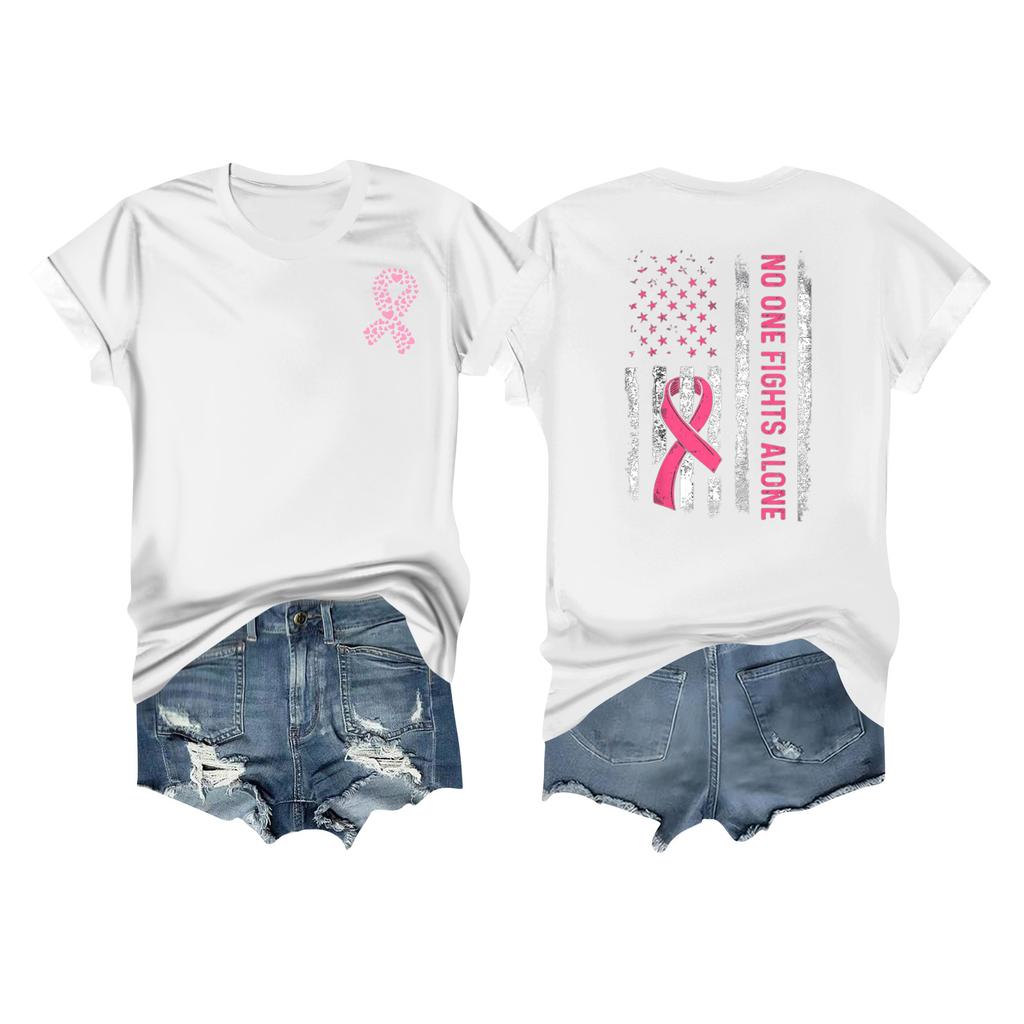 Женская повседневная футболка с коротким рукавом с принтом ленты на груди