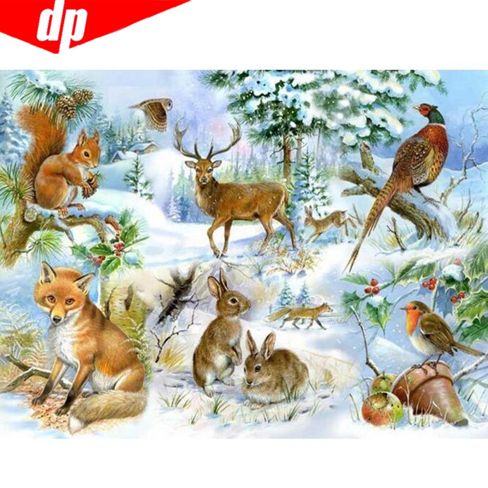 Diamond Painting Animal Winter Snow Rhinestone Mosaic Diamond Embroidery