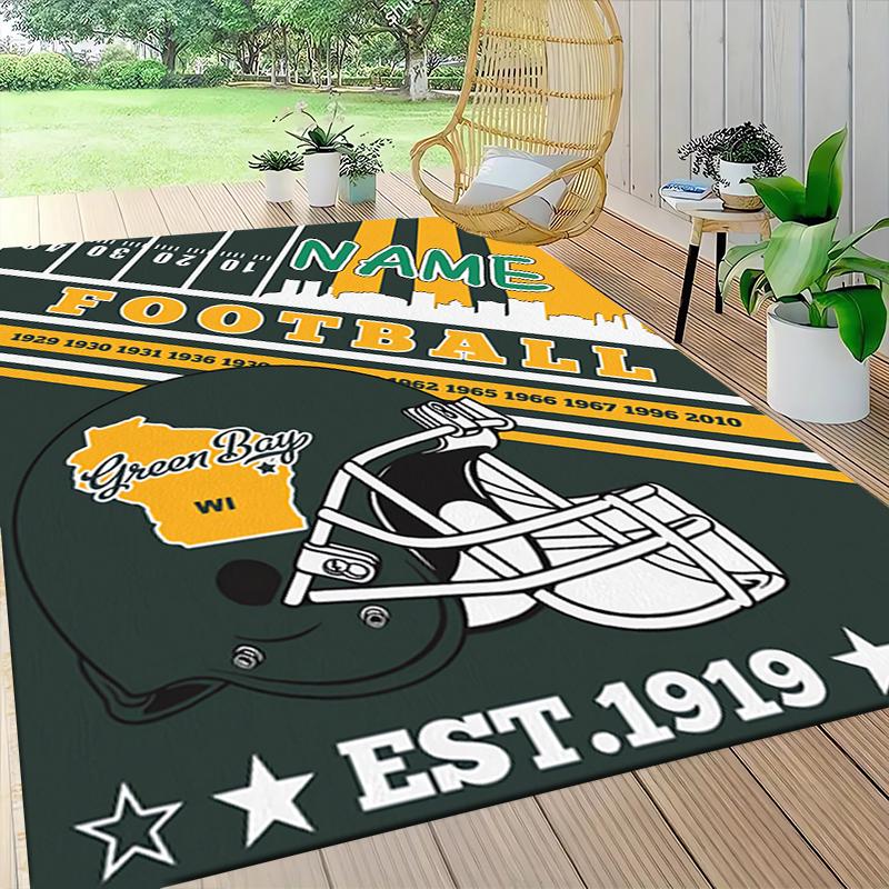 Custom Name Football Fanatic Journal Carpet Rug Customizable Soft Washable Anti-Slip Home Living Room Sofa Mats Personalized Rug. 090924