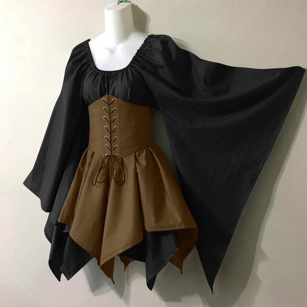 Women Fashion Long Sleeve Vintage Dress Cosplay Party Evening Night Formal Dress
