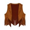 Жилет для девочек с бахромой в стиле хиппи 70-х годов, верхняя одежда без рукавов в стиле ковбой из искусственной замши с кисточками в стиле вестерн