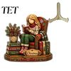 Festival Atmosphere Decor Christmas Wooden Table Sign, 2D Flat Santa Claus/Snowman Reading Desktop Ornament Xmas Home with Stand, Holiday Tabletop