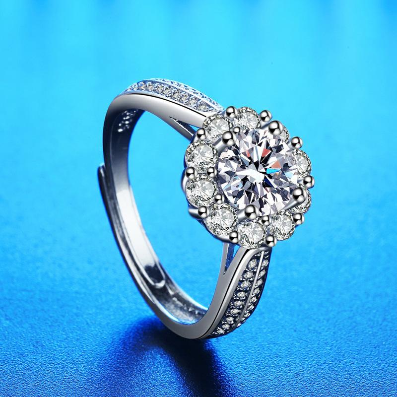 Кольцо из серебра 925 пробы Сердце AAA Циркон Открытое регулируемое Помолвочное Для женщин Свадебные Модные украшения Подарки для вечеринок