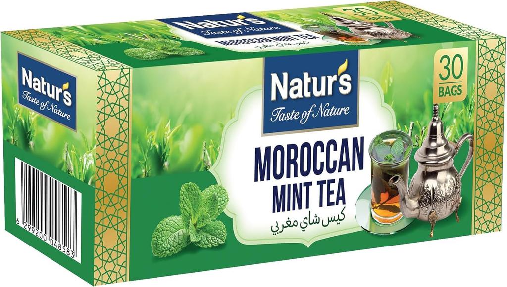 Марокканский мятный чай Natur's, Травяной детокс-сбор, Без кофеина, 30 пакетиков, 60 г