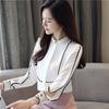 Мода 2024 осень длинный рукав воротник стойка офисная женская белая блузка рубашка женские топы блузки рубашки J666