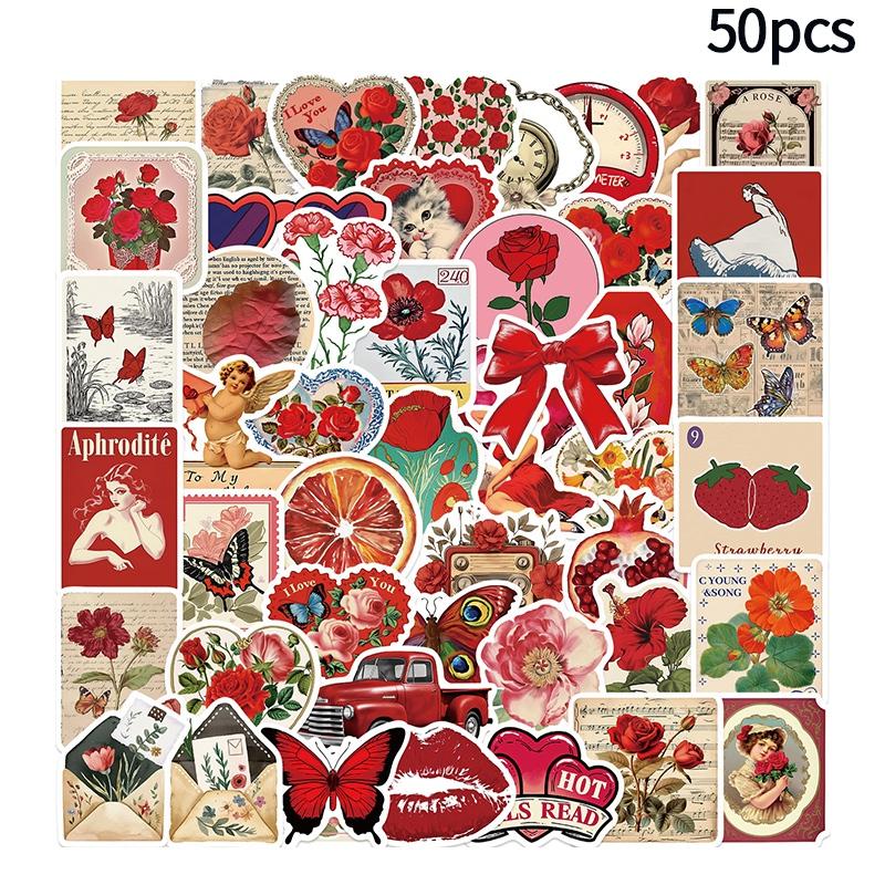 50 шт. Розовые эстетичные наклейки для девочек, для скрапбукинга, ноутбука, багажа, телефона, планшета, забавные канцелярские наклейки
