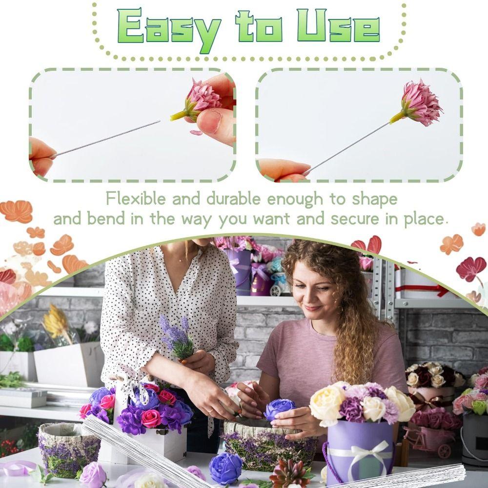 Flexible Iron Floral Wire Stems Paper Covered Floral Stem Wire for 100Pcs Christmas Wreaths