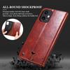 Luxury Retro Slim Leather Phone Wallet Case Stand For iPhone Xiaomi Redmi Huawei Samsung Google OnePlus Magnetic Card Flip Book Cover Bag