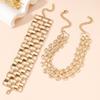 Chain Multilayer Jewelry Set Adjustable Exaggerated  Necklace Sweet Metal Plaid Bracelet  Wedding