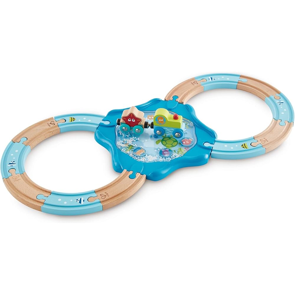 Hape Ocean Rolling 8 Figure Rail Set E3827 with colorful design, durable construction, and engaging play features