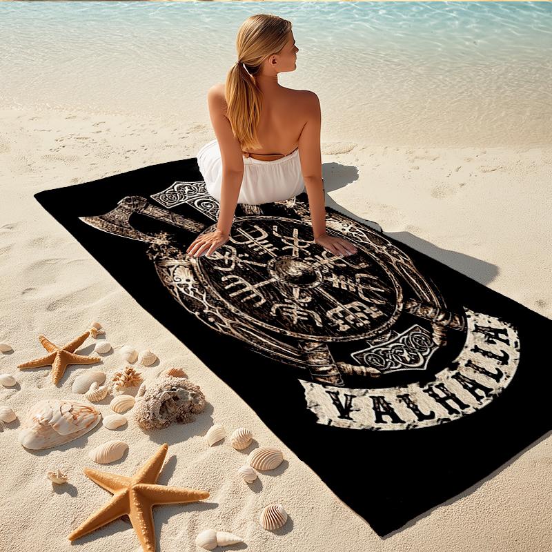 1Pc Shield Axes Beach Towel, Quick Dry, Multi-Use for Beach Pool Gym Yoga Home Travel, Christmas, Halloween, Xmas Gift S929645