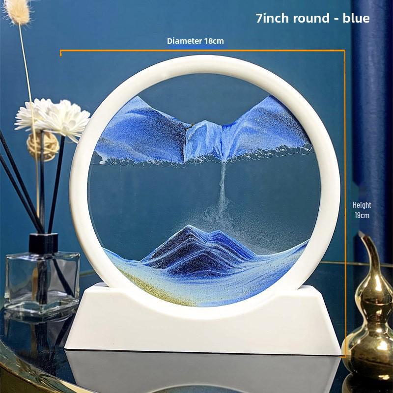 Creative 3D Quicksand Painting Round Glass Craft Hourglass - Unique Desktop Ornament Gift