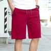 Мужские модные шорты-миди из чистого хлопка с принтом цвета бургунди, трендовые летние повседневные впитывающие пот и свободные шорты до колена