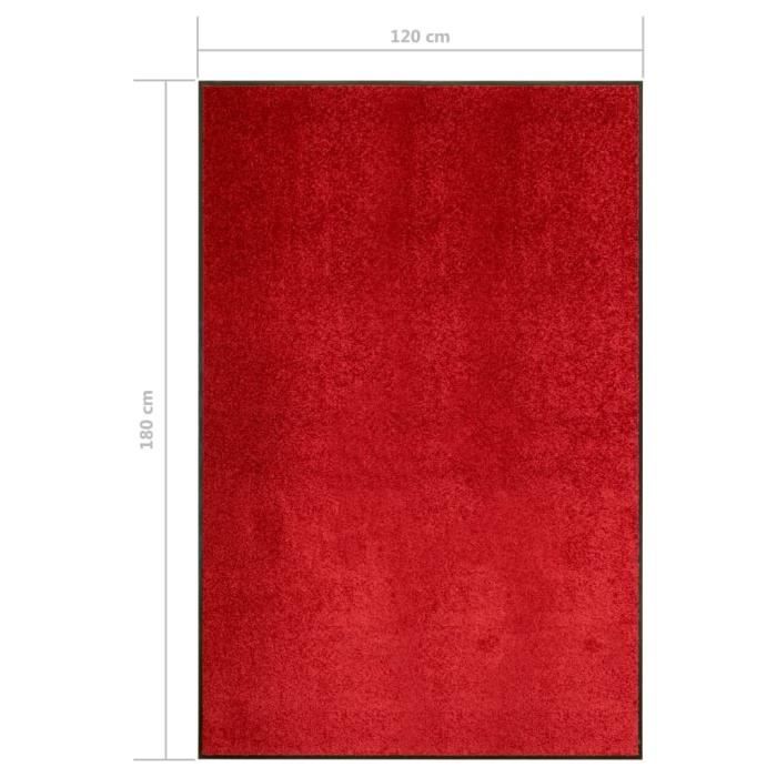 VidaXL Paillasson lavable Rouge 120x180 cm