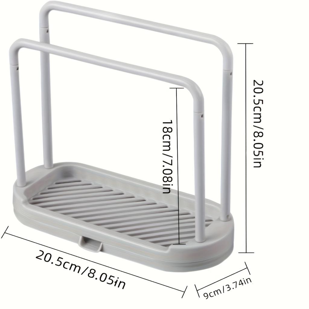 Space-Saving White Plastic Kitchen Sink Organizer - Multi-Functional Towel and Sponge Holder with Drainage Rack, Suitable for Stalls and Home Use