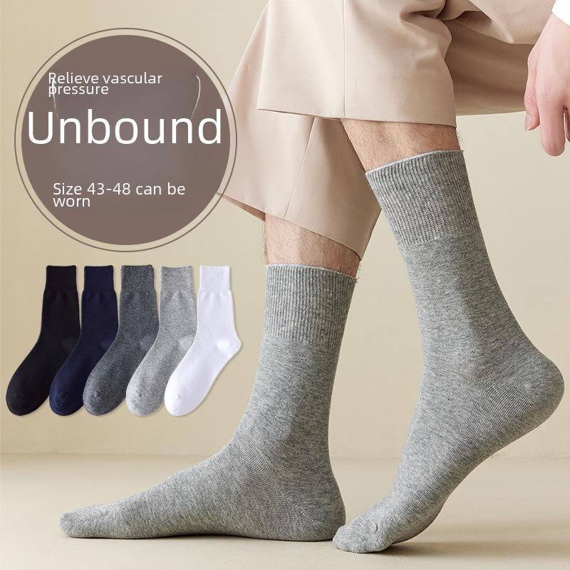 Men's Loose-Fit Lightweight Cotton Long Socks for Seniors, Plus-Size, Thin, Mid-Calf, Spring/Summer