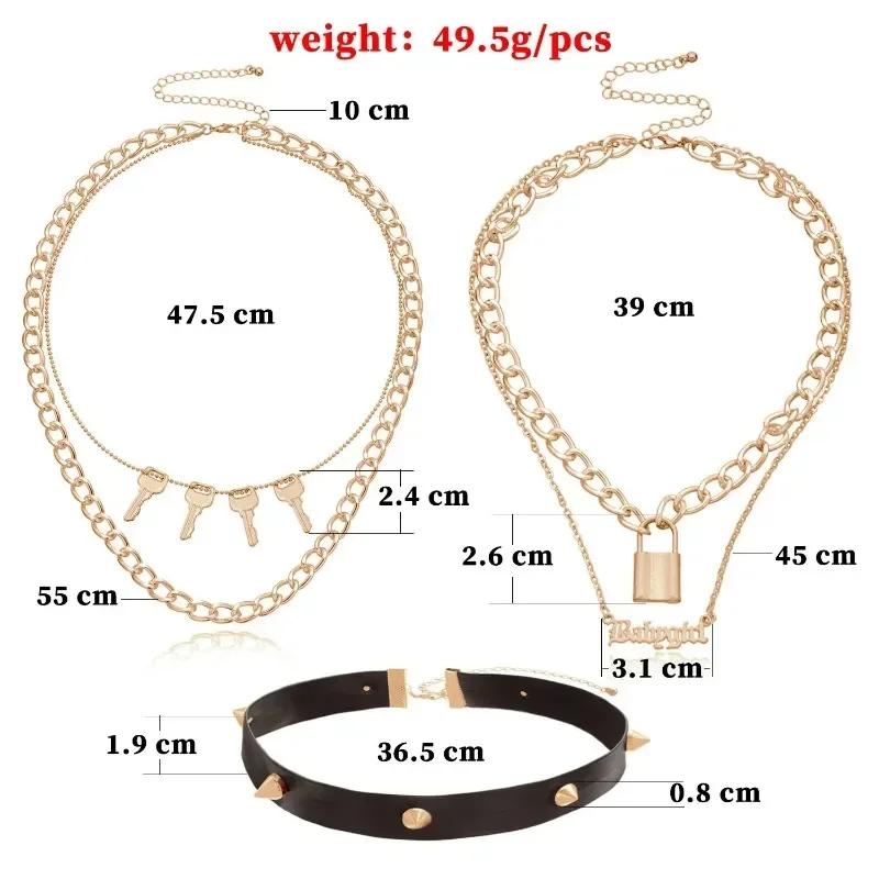 Панк Стиль Креативные Подарки Длинное Многослойное Ожерелье Темная Готика Большой Замок Ключ Подвеска Ангел Панк Хип-Хоп Чокер Ювелирные Аксессуары