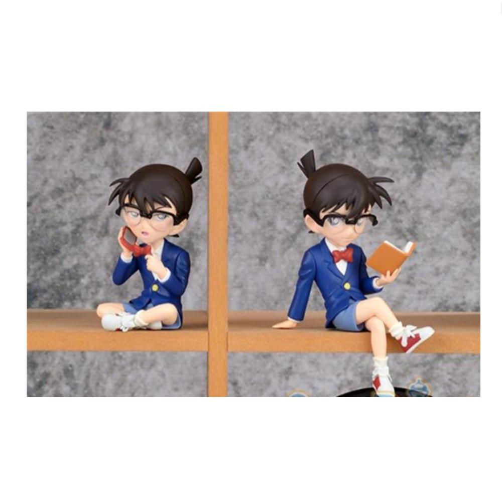 1 Pc Anime Detective Conan Action Figures Cute Sitting Posture Reading Book Detective Phone PVC Model Collection Kid Gift Toy