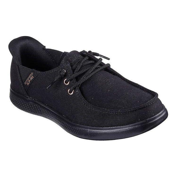 Skechers Bobs Skipper Холщовые Простые Удобные Низкие Повседневные Кроссовки Женские Черный 114814-BBK