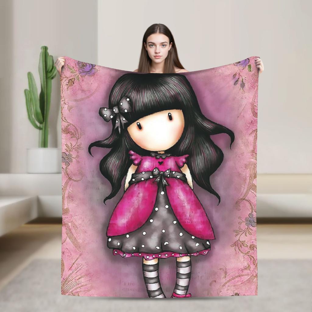 Cute S-Santorod Girl Cartoon Wool Blankets Custom Throw Blanket for Sofa Bedding Lounge 200x150cm Bedspreads