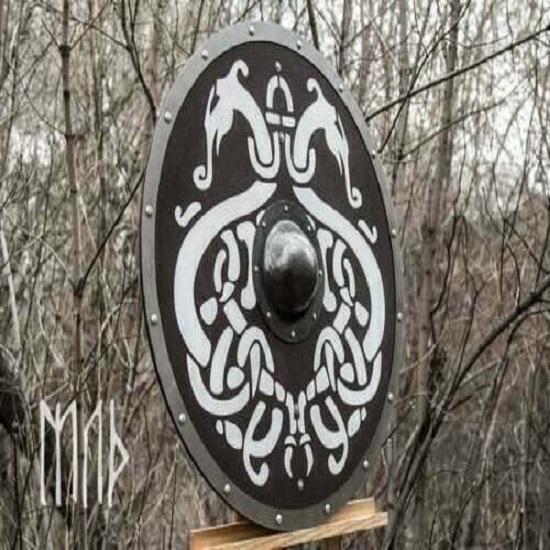 Steel and Wood Viking Round Shield Armor Templar Shield Gift Black