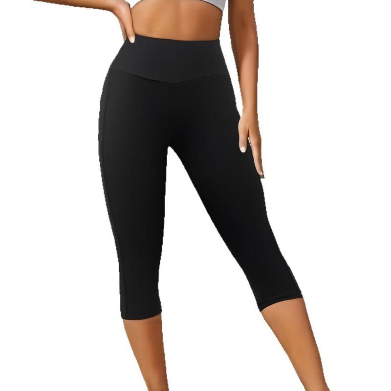 Plus Size Womens 7/8 High Waist Yoga Shorts Tummy Control Slim Fit Stretchy Sports Pants Swimming Cycling