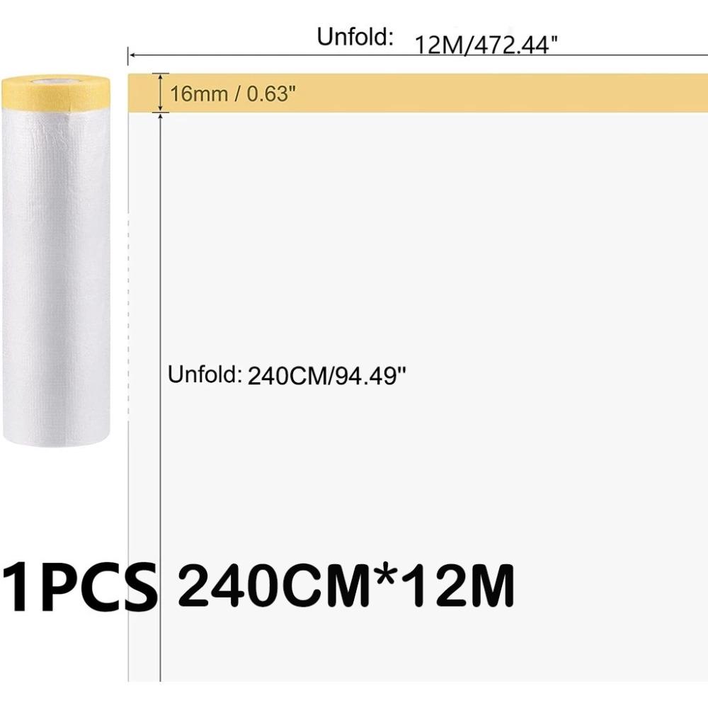 Durable Pre-Taped Masking Film Transparent Paint Masking Film New Car Painting Protection Cover
