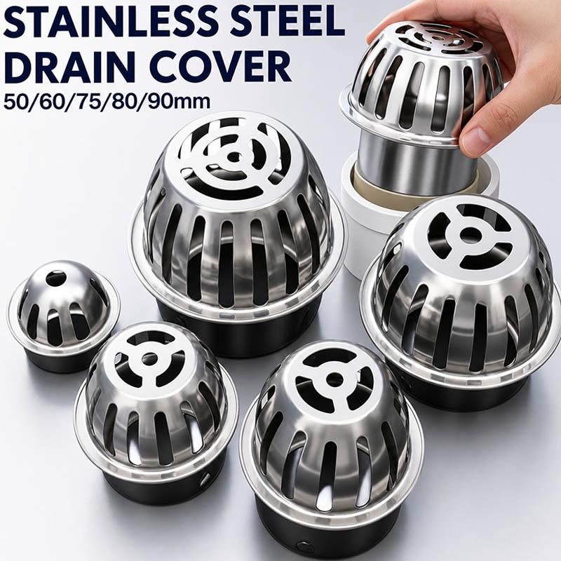 Stainless Steel Anti Blocking Roof Drain Cover Outdoor Balcony Rain Pipe Cap Round Floor Drainage Guard New Trend Water Filter