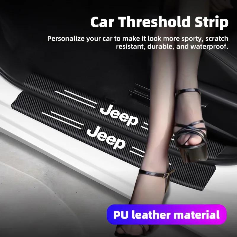 For Jeep 5Pcs Car Door Sticker Threshold Anti Scratch Decals Accessories For Jeep Grand Cherokee Wrangler JK Gladiator Compas