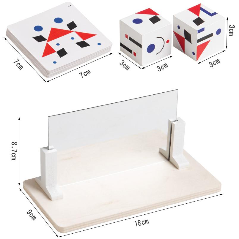 Montessori Creative Building Blocks for Kids, 3D Mirror Imaging Puzzle Space Logical Thinking Trainting Matching Intellectual Ga