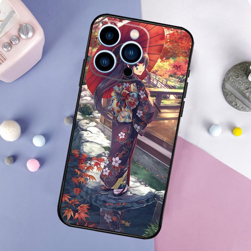 Чехол для мобильного телефона Apple IPhone15, чехол для мобильного телефона с японской анимацией Geisha, защитный чехол от падения с рисунком, защитный чехол для мобильного телефона Huawei