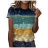 2026 New Summer Temperament Women's Sunrise Printed Women's T-shirt Round Neck Short Sleeve Street Casual Daily Basic Tops