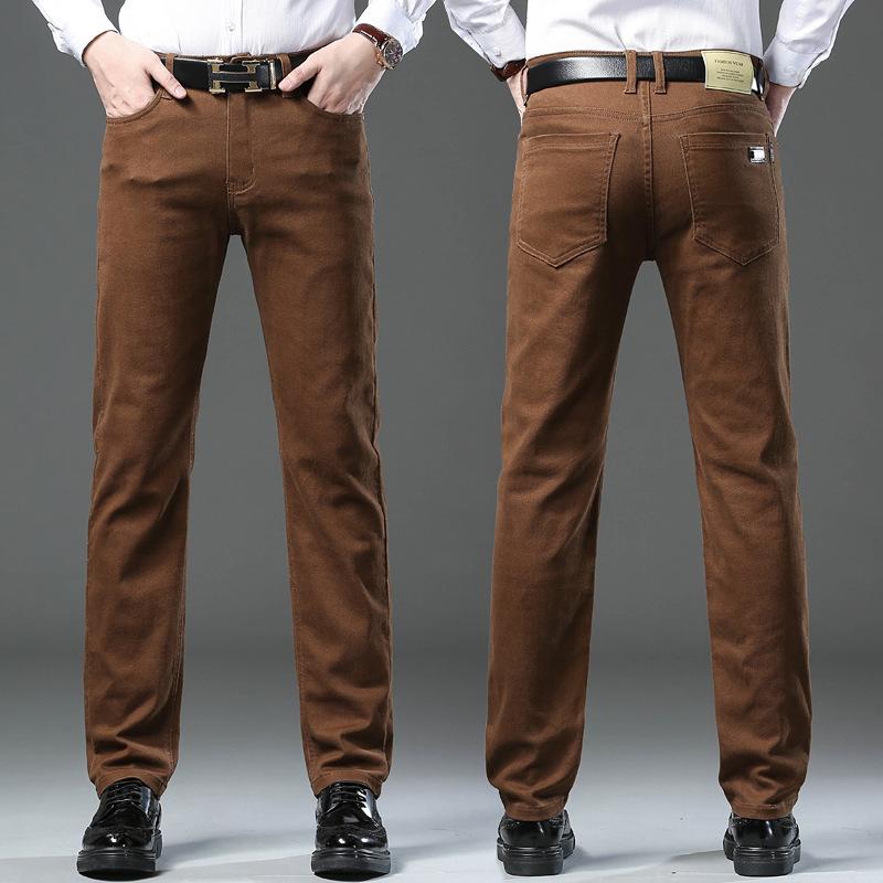 Мужские брендовые джинсы высокого качества, модные повседневные брюки в классическом стиле, облегающие брюки, мужские брендовые расширенные эластичные прямые брюки, большой размер