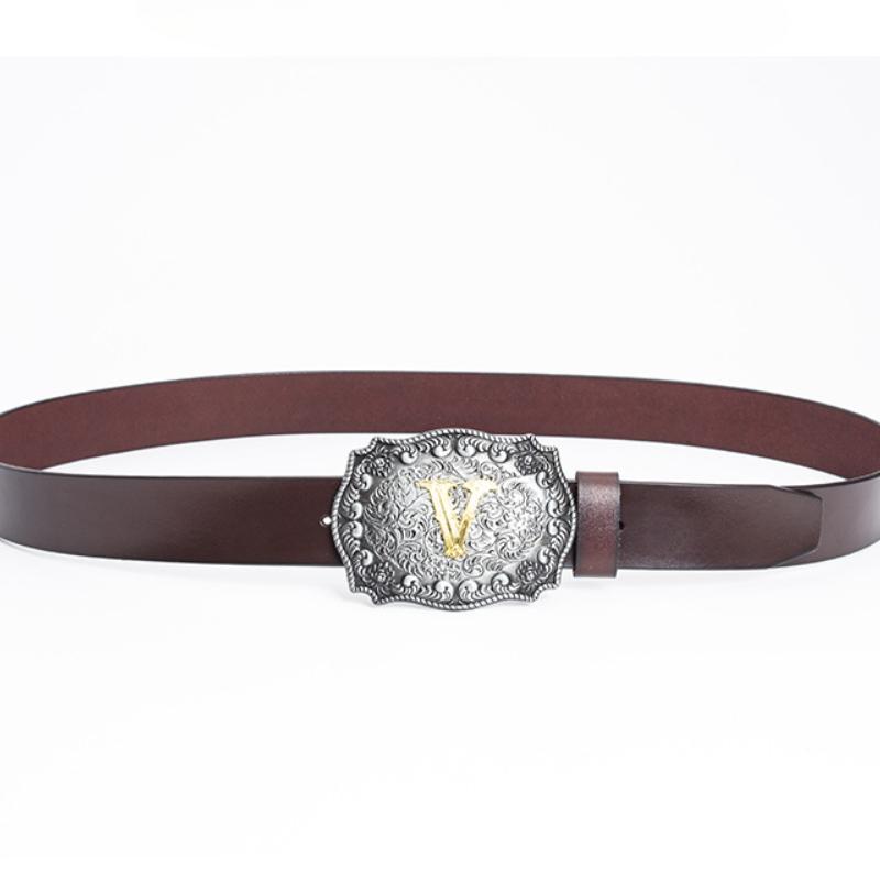 Western Denim Belt Buckle Gold Plated Equestrian Letter C Smooth Buckle Engraved Belt Body Accessories