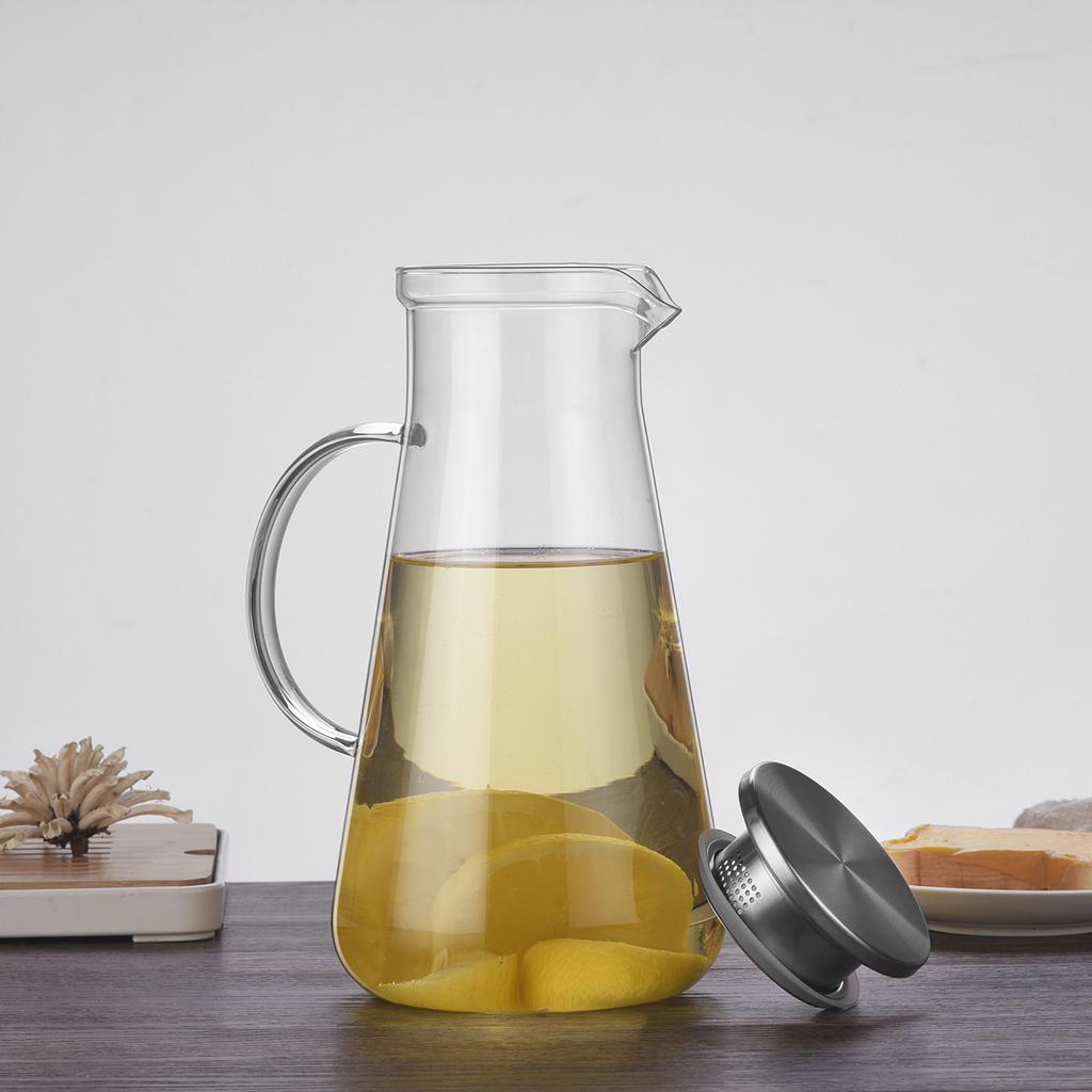 1pcs Glasses Cold Water Bottle Kitchen Kettle Jars Heat Resistant Glass Water Pitcher Coffee Tea Pot Transparent Decanter Jug