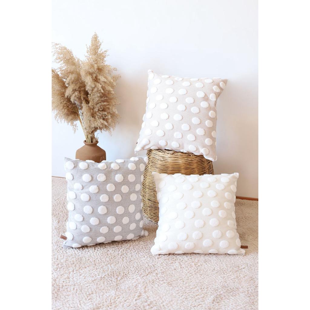 Bohemian Special Design Punch Pattern Decorative Rectangular Throw Pillow Case Point Ecru