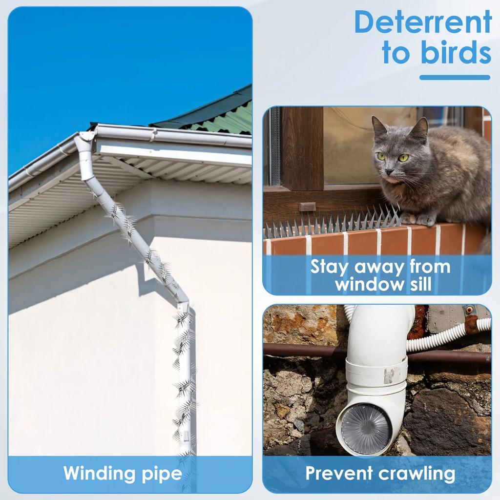 2/4 M Bird Spikes Stainless Steel Pigeon Repeller Set Garden Fence Spikes Anti-Theft Catcher Repeller for Roof Windowsills Barns