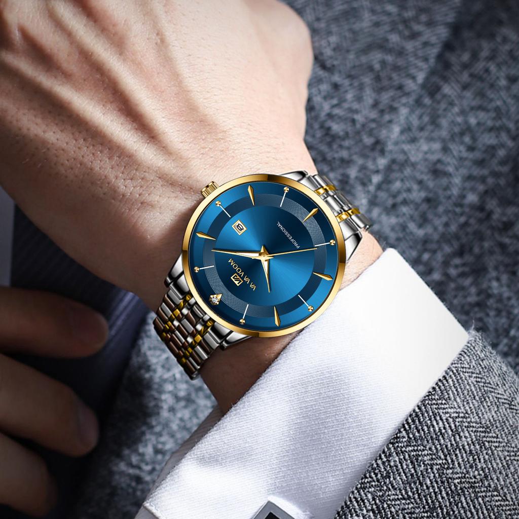 Men’s Quartz Watches Top Brand Luxury Wristwatch Waterproof Date Men Watches Stainless Steel Quartz Wrist Watches Male