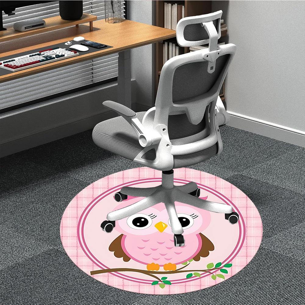 1pc Pink Owl Chair Carpet for Office, Non-slip, Soft and Durable Leisure Rug, Perfect for Office, Living Room yy251103110