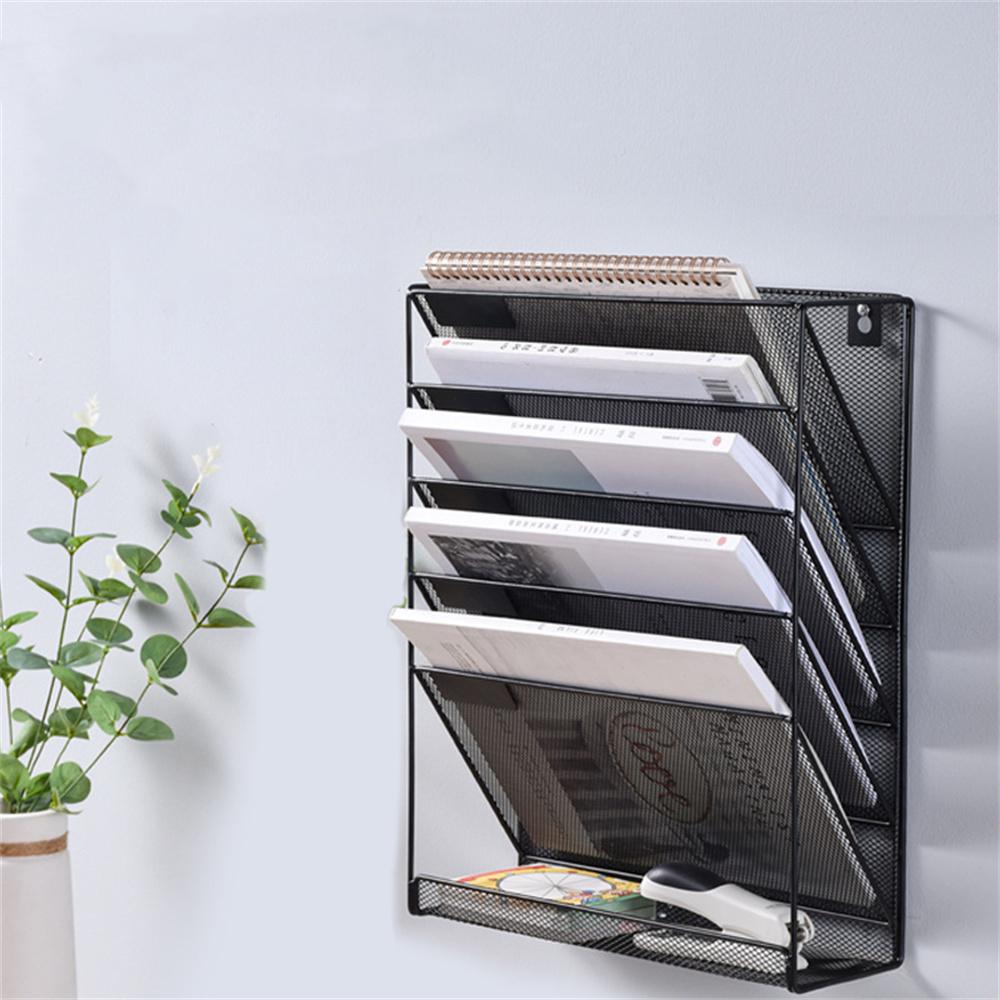 Metal Wall Mounted Magazines Newspaper Storage Rack For Home Office Books Newspapers Files Folder Desktop Tabletop Display Stand