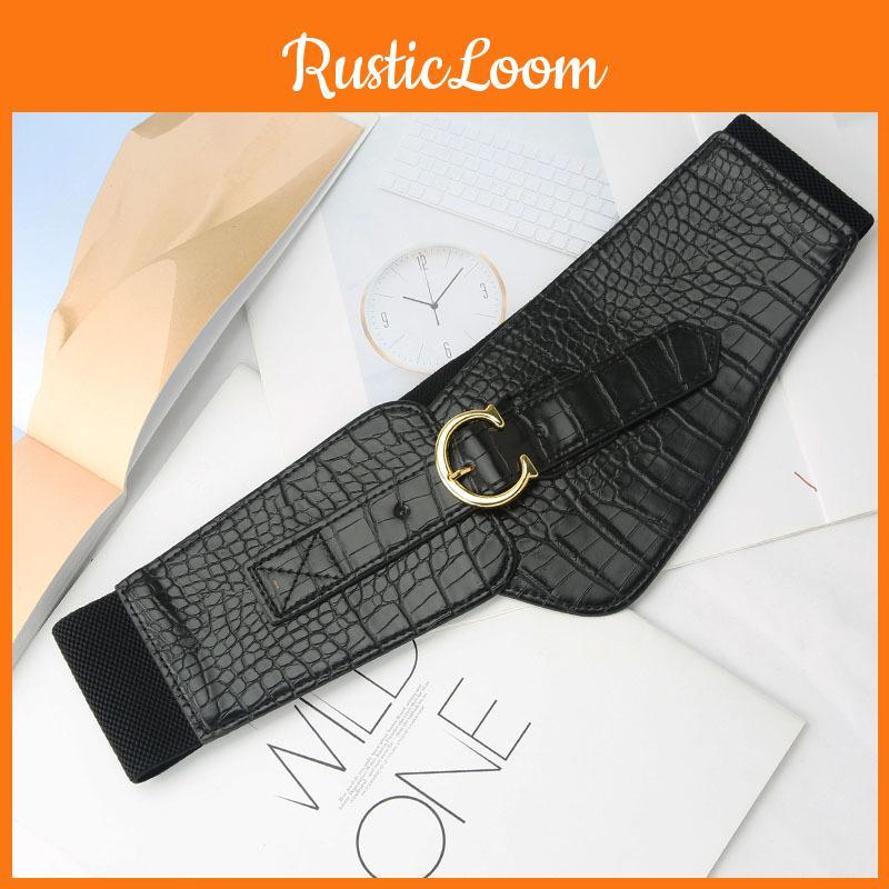 Elastic Womens Leather Waist Belt With Pin Closure For Formal Or Casual Attire