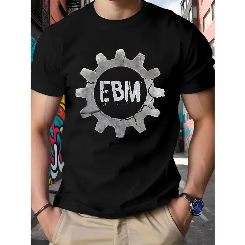 Европейский размер Футболка с логотипом EBM Gear - Мужская футболка - Чистый хлопок - Удобная и дышащая ткань - Футболка с коротким рукавом