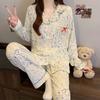 Spring and Autumn New Women's Pajamas Homewear Set of Girls Students Long-Sleeved Pajamas Thin Pants Homewear Two-Piece Suit