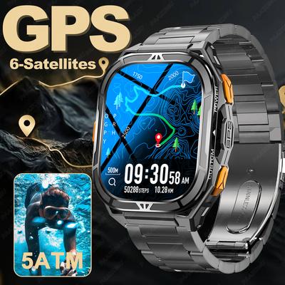 Новые смарт-часы с GPS 2025 для мужчин, 1,96-дюймовый HD AMOLED экран, компас, Bluetooth-звонки, водонепроницаемость 5 атм, спортивные смарт-часы для Android iOS